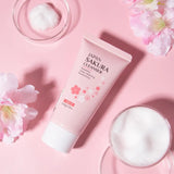 Sakura Sunscreen and Cleanser RichFoam Deep Clean Remove Grease Improve Oily Face Wash Cream GentleMoisturizing Remove Blackhead