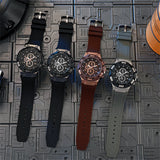 Men's Sports Watches Fashionable 2025 New Triple Bezel Design Quartz Watch Brown Silicone Military Clock Men Watches