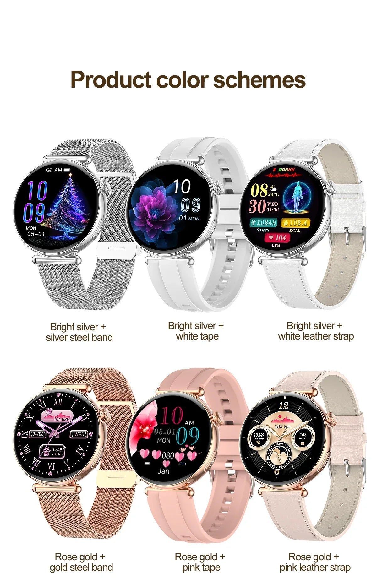 2026 New Women AI Smart Diagnosis Smart Watch HRV+ECG Uric Acid Blood Oxygen Health Monitor IP68 Waterproof Sports Smartwatches - Wear444
