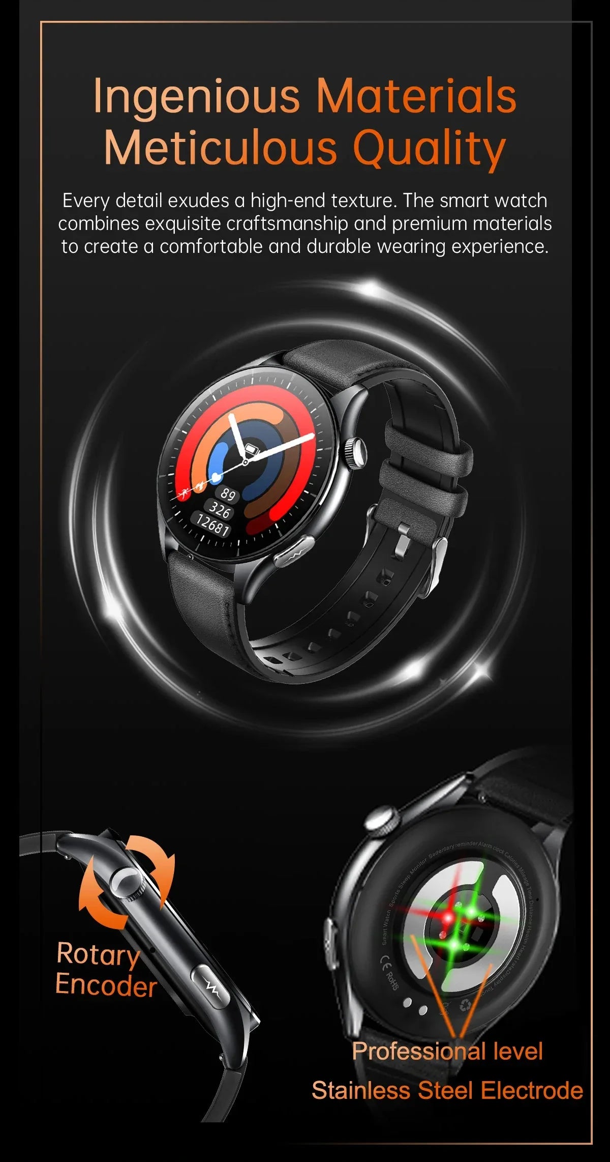 2025 New NFC+ECG+PPG Health Smart Watch BMI Fat Heart Rate Blood Pressure Watch 380mAh BT Call IP68 Waterproof Sports Bracelet - Wear444