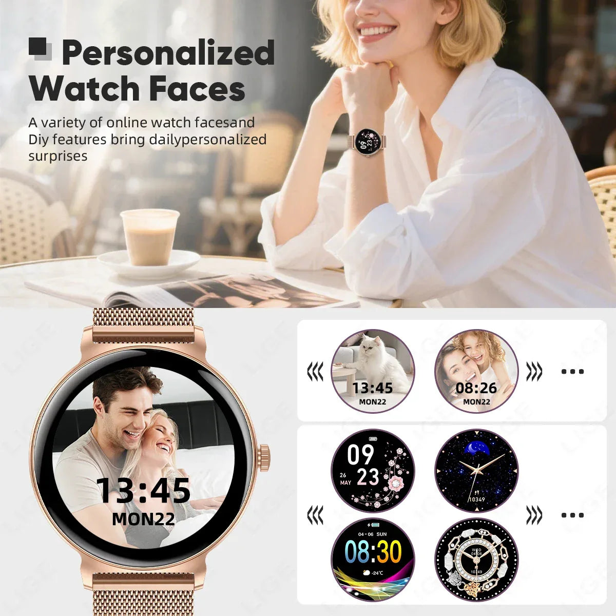 For Android IOS New Ultra Thin Smart Watch Women Screen Always Display Time Sports Bracelet Bluetooth Call Fashion Smartwatch - Wear444