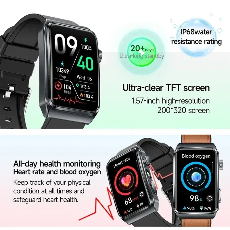 2025 New Nursing Grade ECG+PPG Pulse therapy Smartwatch Men Blood lipid Uric acid Bluetooth call Health Bracelet For Android iOS - Wear444
