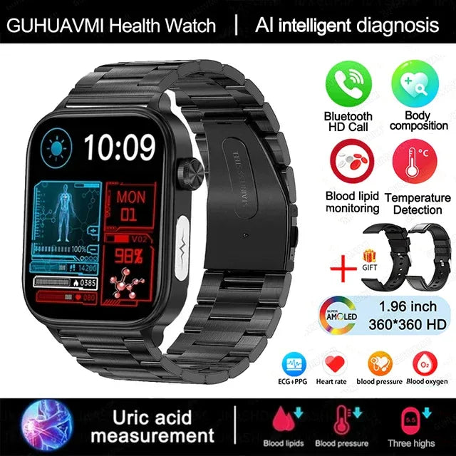 2025 New ECG+PPG Monitoring Smart Watch Women Blood pressure Blood Lipid Uric Acid Women Menstrual Health Tracker Smartwatches - Wear444