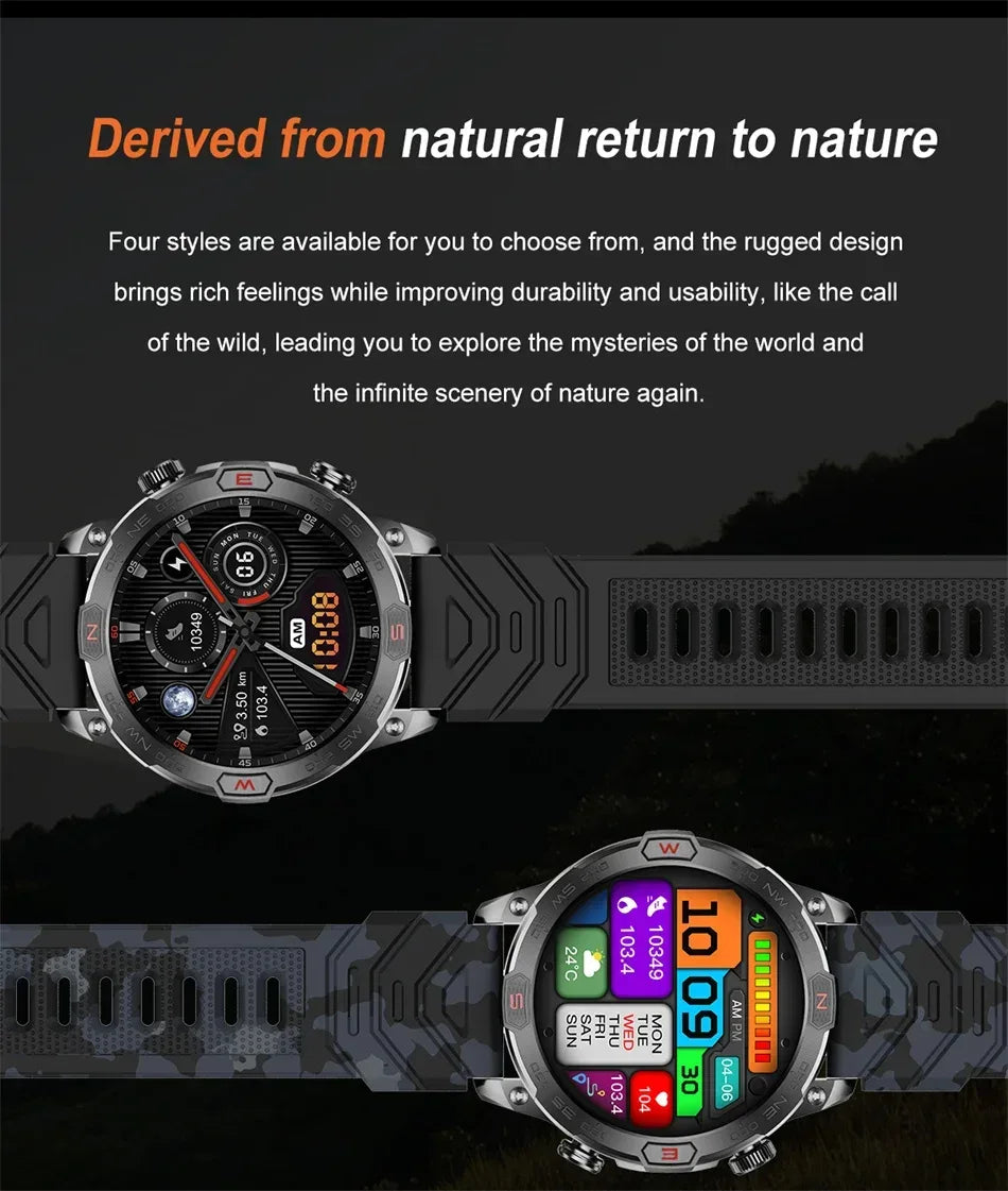2025New Smart Watch AMOLED Screen GPS Sport Fitness Waterproof LED Lights Compass HD Call Call Smartwatch For Android iOS man - Wear444