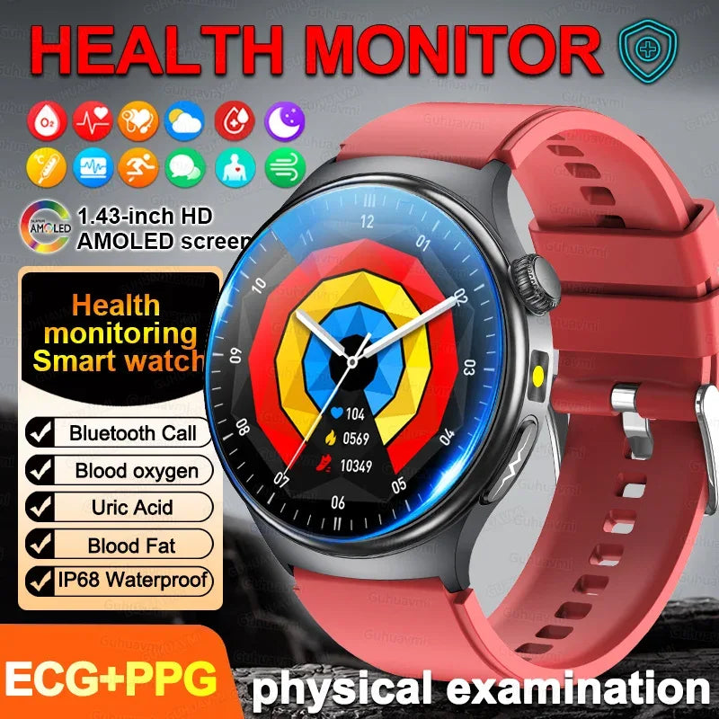 2026New Smart Watch Men Sport ECG Heart Rate Blood Pressure Health Diagnosis Uric acid Waterproof Smartwatches For Men women box - Wear444