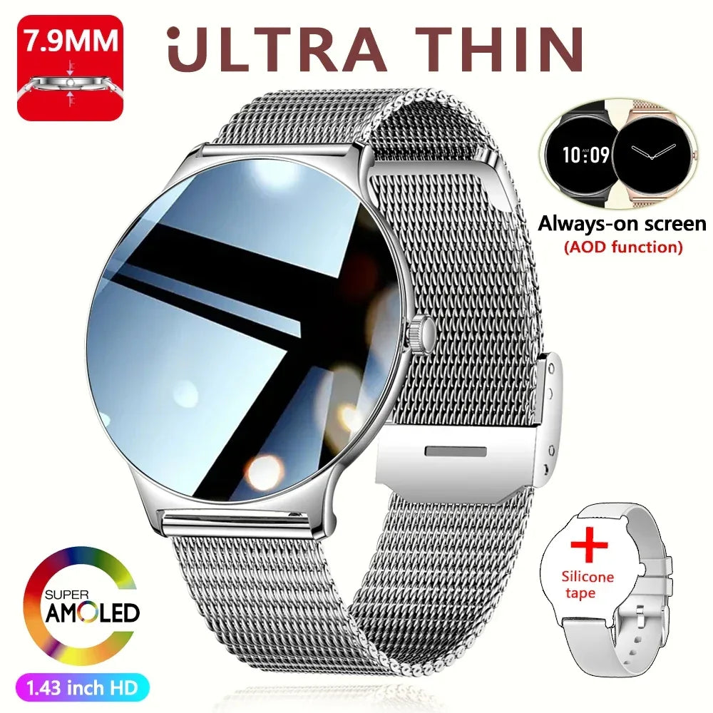 For Huawei Xiaomi New Ultra Thin Smart Watch Women Screen Always Display Time Sports Bracelet Bluetooth Call Fashion Smartwatch - Wear444