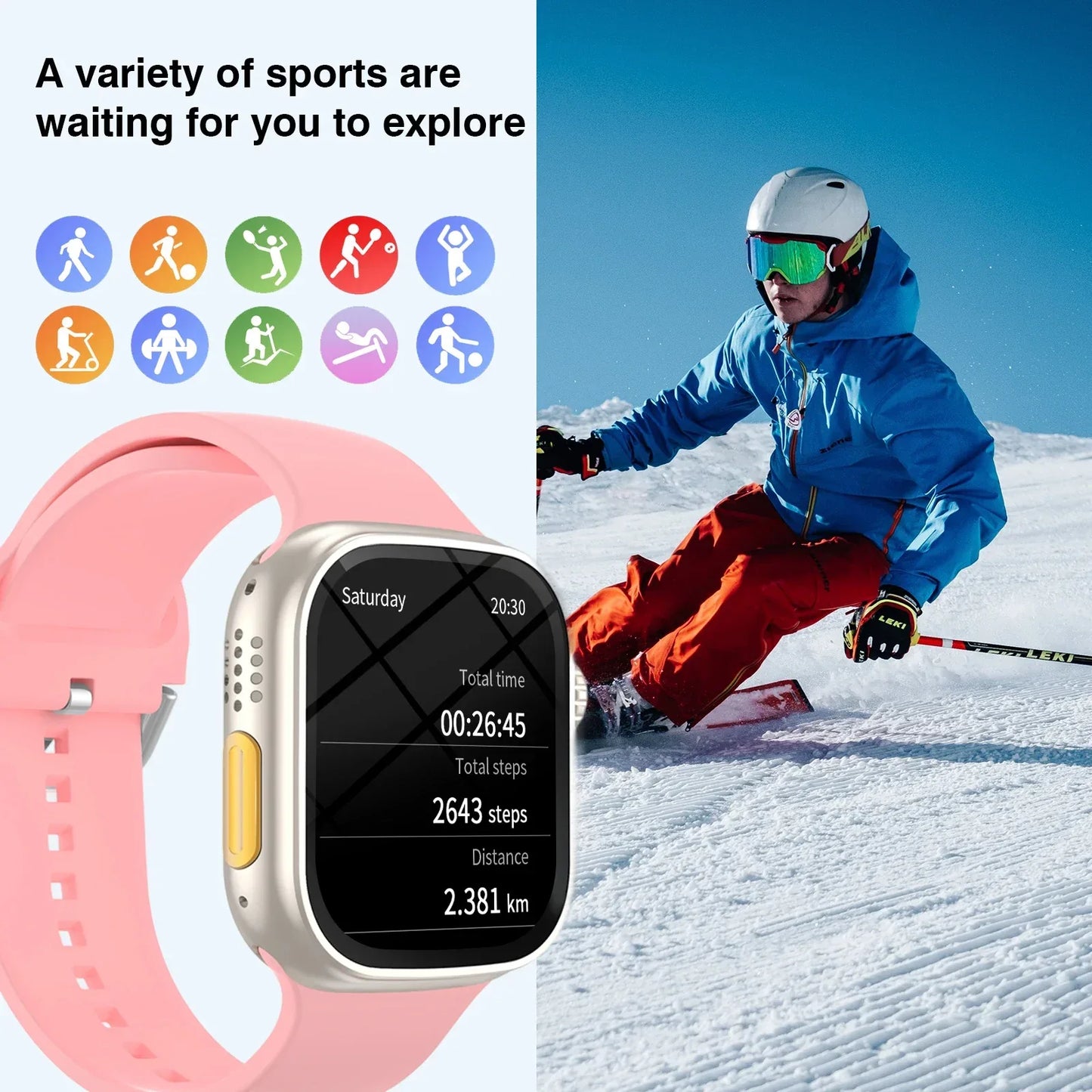 2025 New Smart Watch, Outdoor Sports and Fitness Tracker, Bluetooth Calling, Message Notifications, Suitable for Men and Women - Wear444
