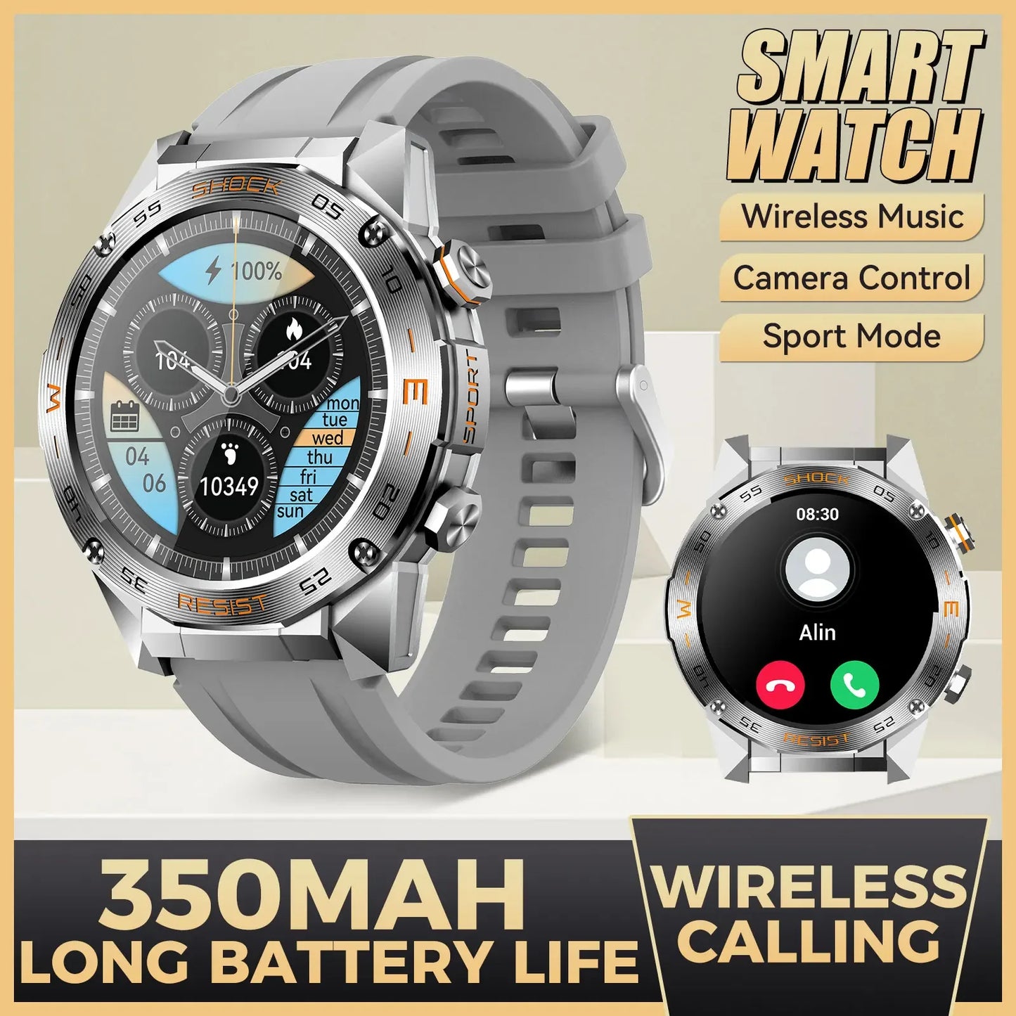LaNikar New Military Smart Watch for Men1.46"Fitness Tactical Smartwatch with Multiple Sports Modes Heart RateSpO2 Sleep Tracker - Wear444