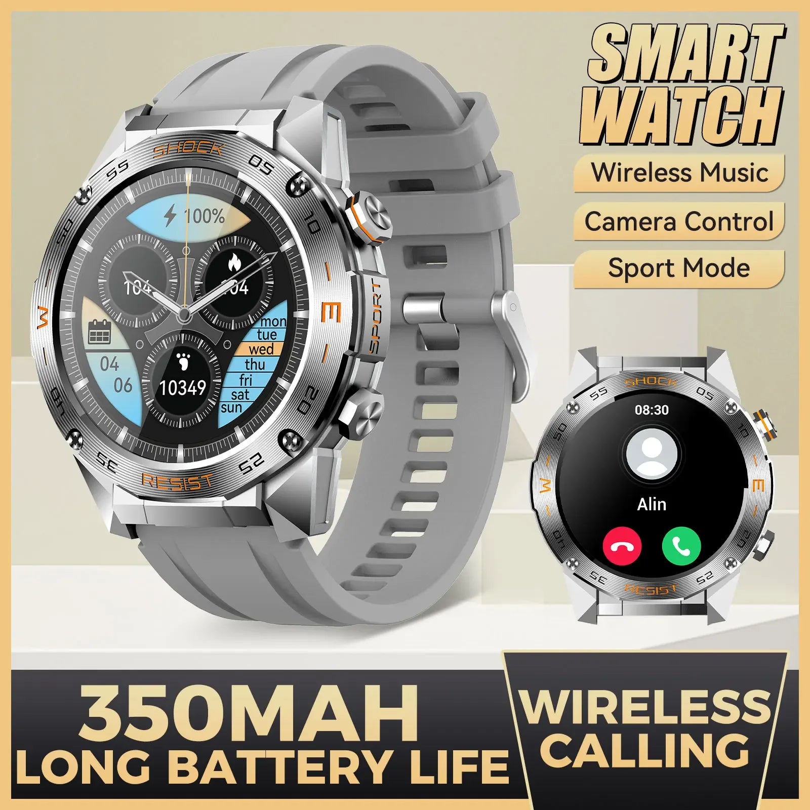 LaNikar New Military Smart Watch for Men1.46"Fitness Tactical Smartwatch with Multiple Sports Modes Heart RateSpO2 Sleep Tracker - Wear444