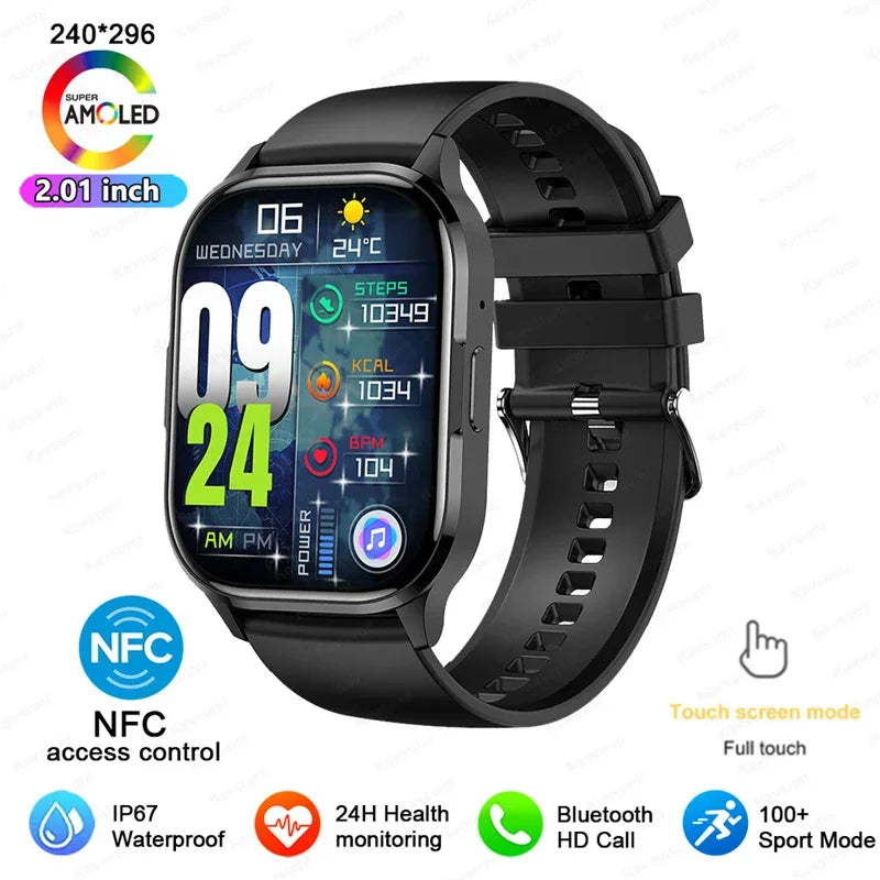 2025 NFC Smartwatch AMOLED Screen Always show Time Bluetooth Call Series 9 Clock Custom Dial Men Sport Health Women Smart Watch - Wear444