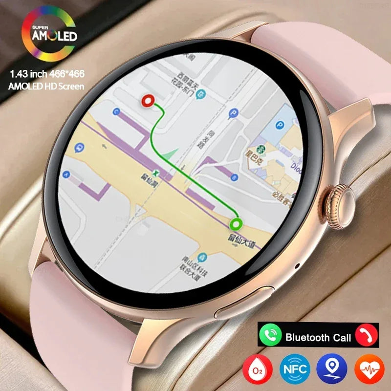 2026 New True AMOLED Smart Watch Ladies Screen Always Show Time 466*466 HD Health Tracker Voice Calling NFC Smartwatch Women - Wear444