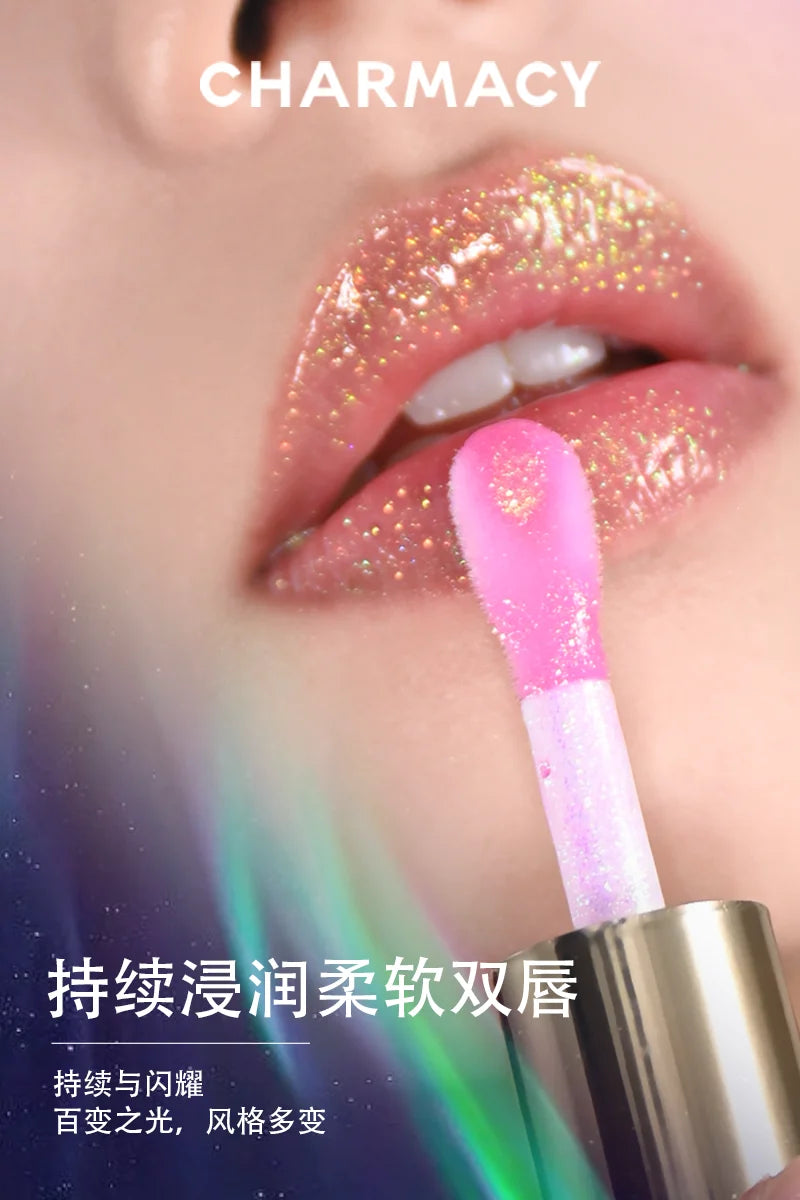Charmacy Aurora Optical Chameleon Lipgloss Glitter Moisturizing Shimmer Multiuse Lip Flash Water Prism Lip Honey Not Sticky