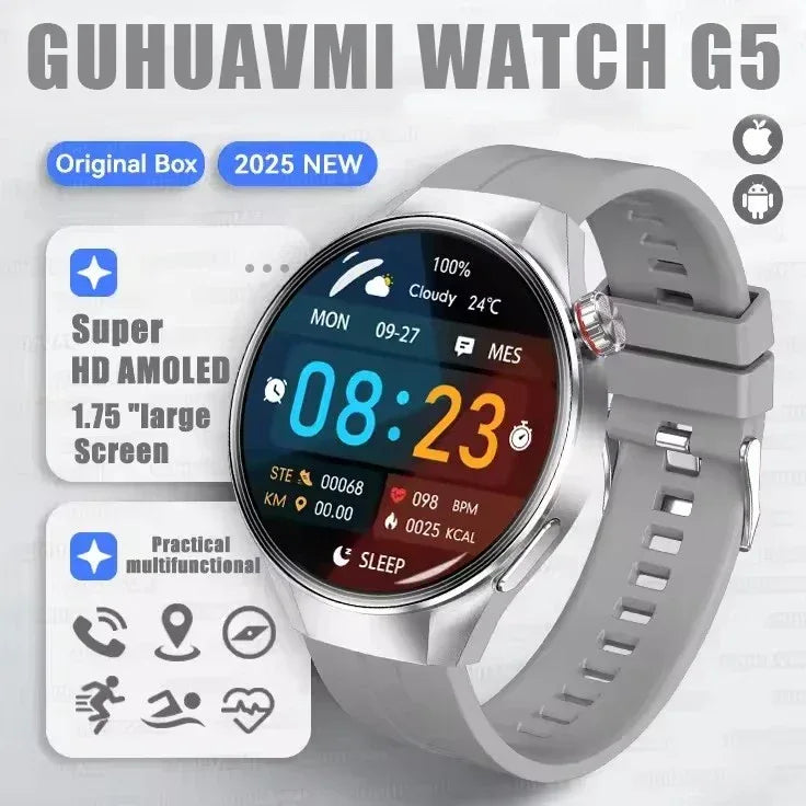2025 New Originl Watch G5 PlUS Smart Watch 1.75" HD AMOLED Screen GPS track Heart Rate Bluetooth Call Compass Smartwatch for Men - Wear444