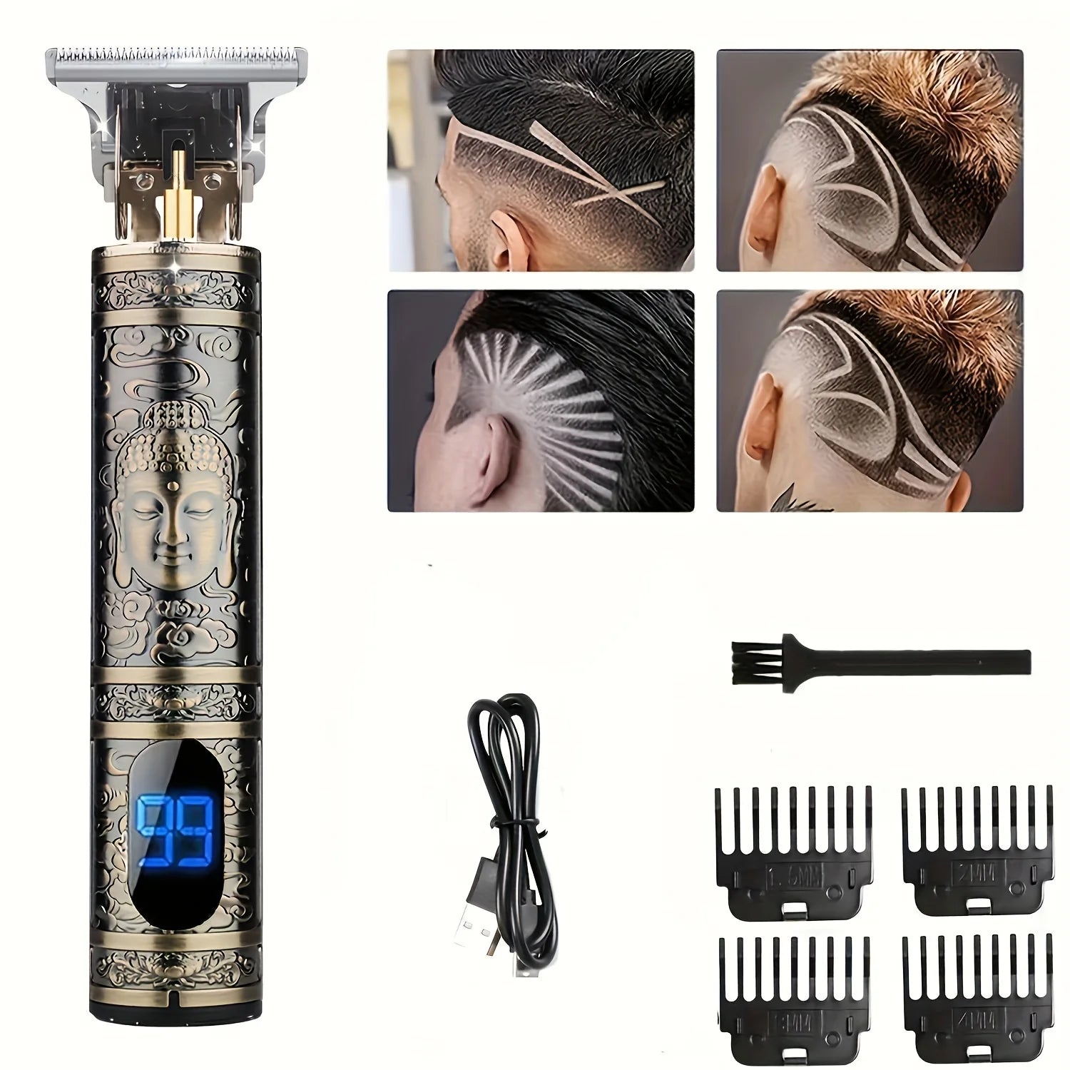 Electric Hair Clipper With LCD Display Oil Head Hair Cutting Machine Hair Beard Trimmer Rechargeable USB Shaver For Men Father