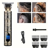 Electric Hair Clipper With LCD Display Oil Head Hair Cutting Machine Hair Beard Trimmer Rechargeable USB Shaver For Men Father