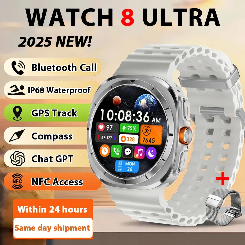 2025 New Watch8 Ultra Smart Watch Classic NFC Health Monitoring Bluetooth Call 3ATM Waterproof HD Smartwatch For IOS Android - Wear444