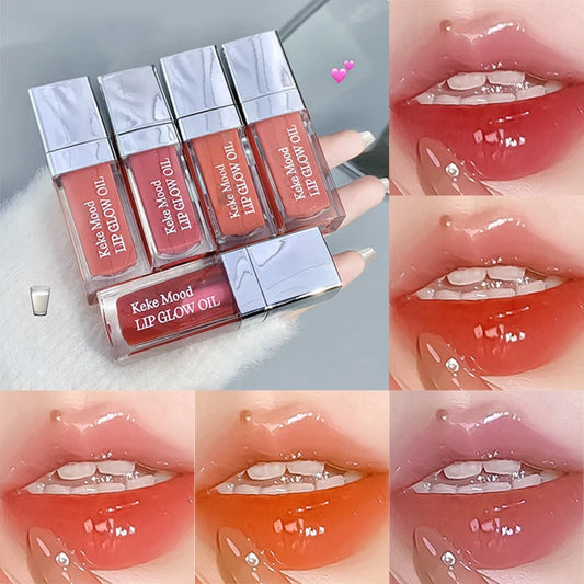 Clear Crystal Lip Gloss Oil,Hydrating Plumping Lipstick,Tinted Lip Plumper,Water Glow Moisturizing Lipgloss,Long-lasting Makeup
