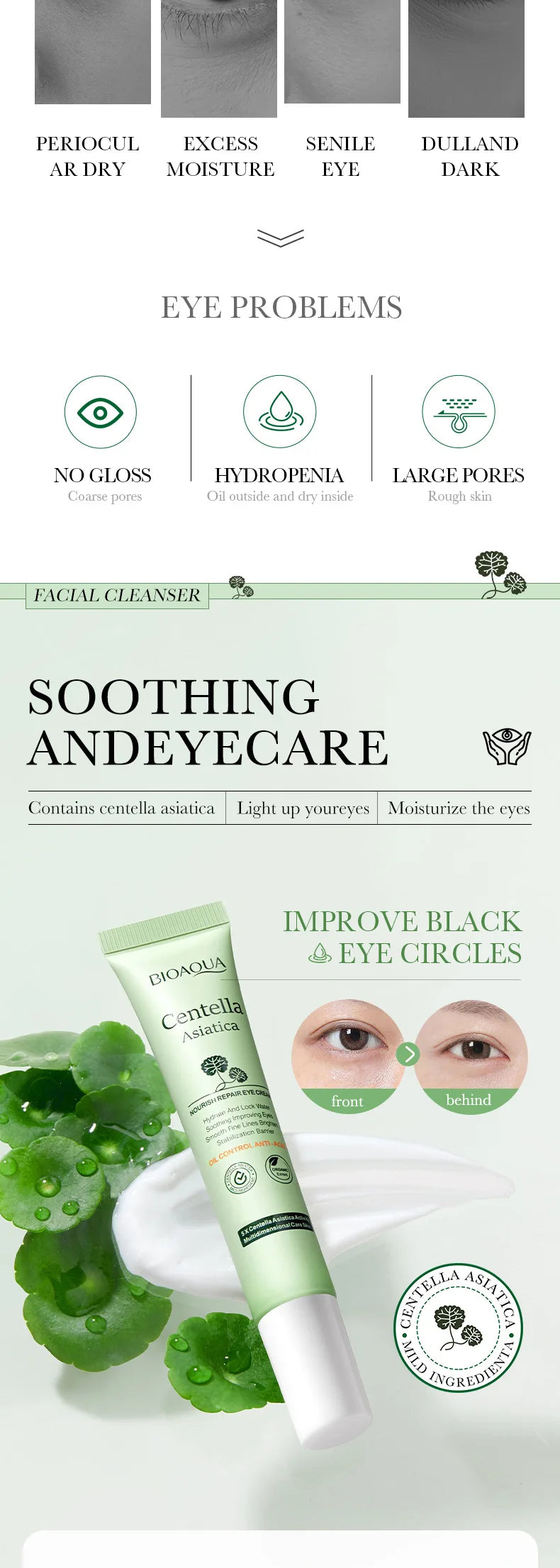 Centella Asiatica Eye Cream Anti Dark Circles Eyes Bags Moisturizing Anti Wrinkle Anti-aging Beauty Eyes Skin Care Products