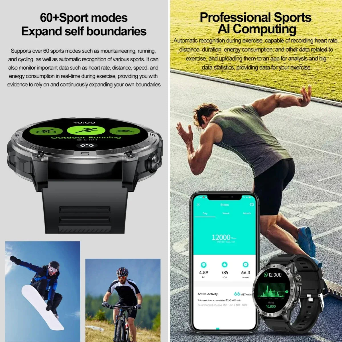 2025 NEW T-Rex Ultra GPS Smart Watch 5 ATM Waterproof Built-in Dual-band GNSS Compass Military Sport Smartwatch Men 2025 New - Wear444