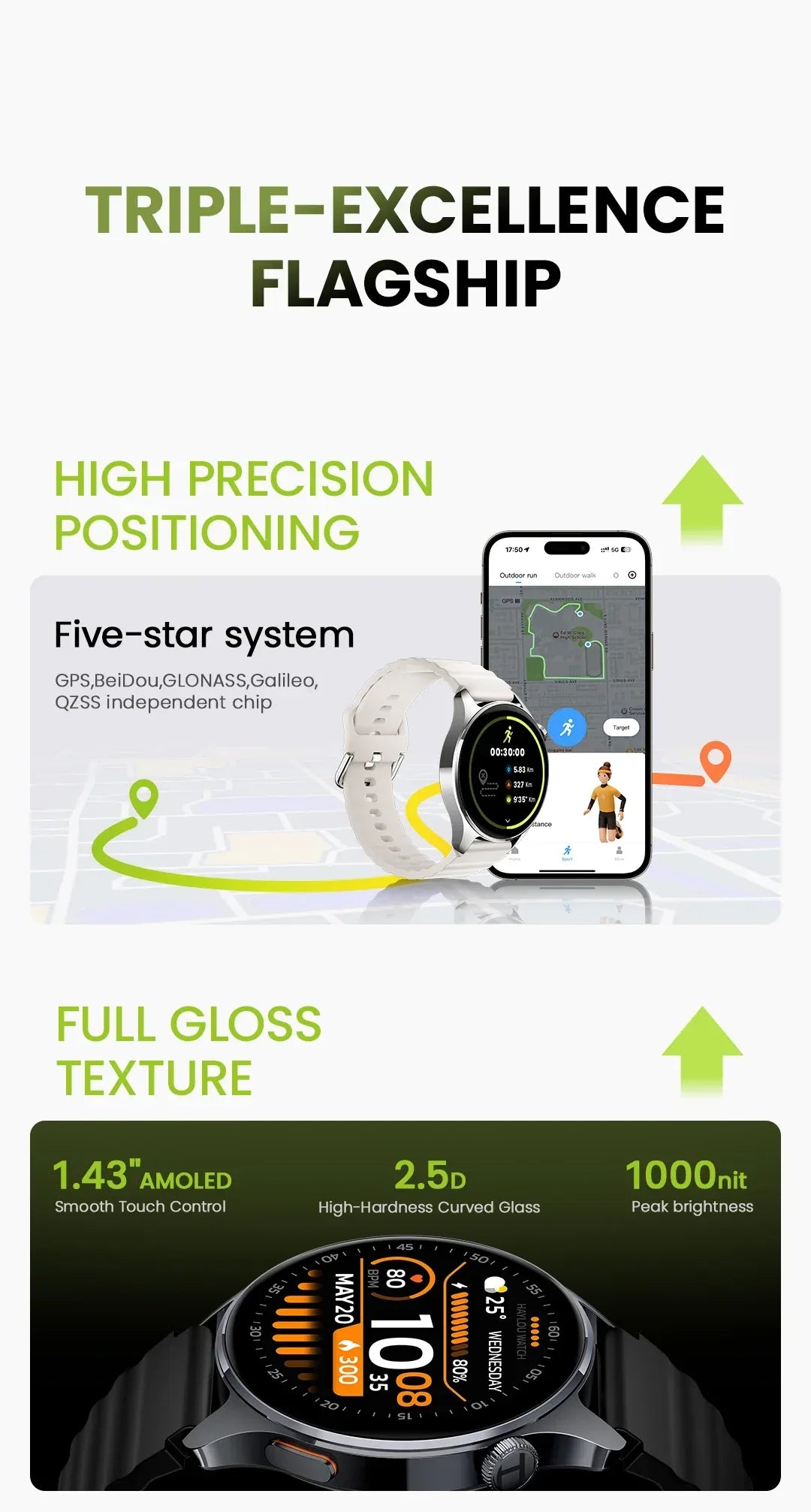 HAYLOU Watch 4S GPS Smartwatch 1.43” HD AMOLED Display 5 Satellite GPS Positioning 120+ Workout Modes Sport Fitness Smart Watch - Wear444