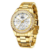 BIDEN Mens Chronograph Stainless Steel Strap Waterproof Date Quartz Watch, Business Casual Wrist Watches
