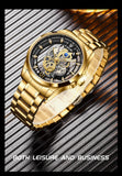LIGE Fashion Quartz Watches For Men Gold Skeleton Retro Men Watch Top Brand Luxury Sport Waterproof Watch Men Relogios Masculino
