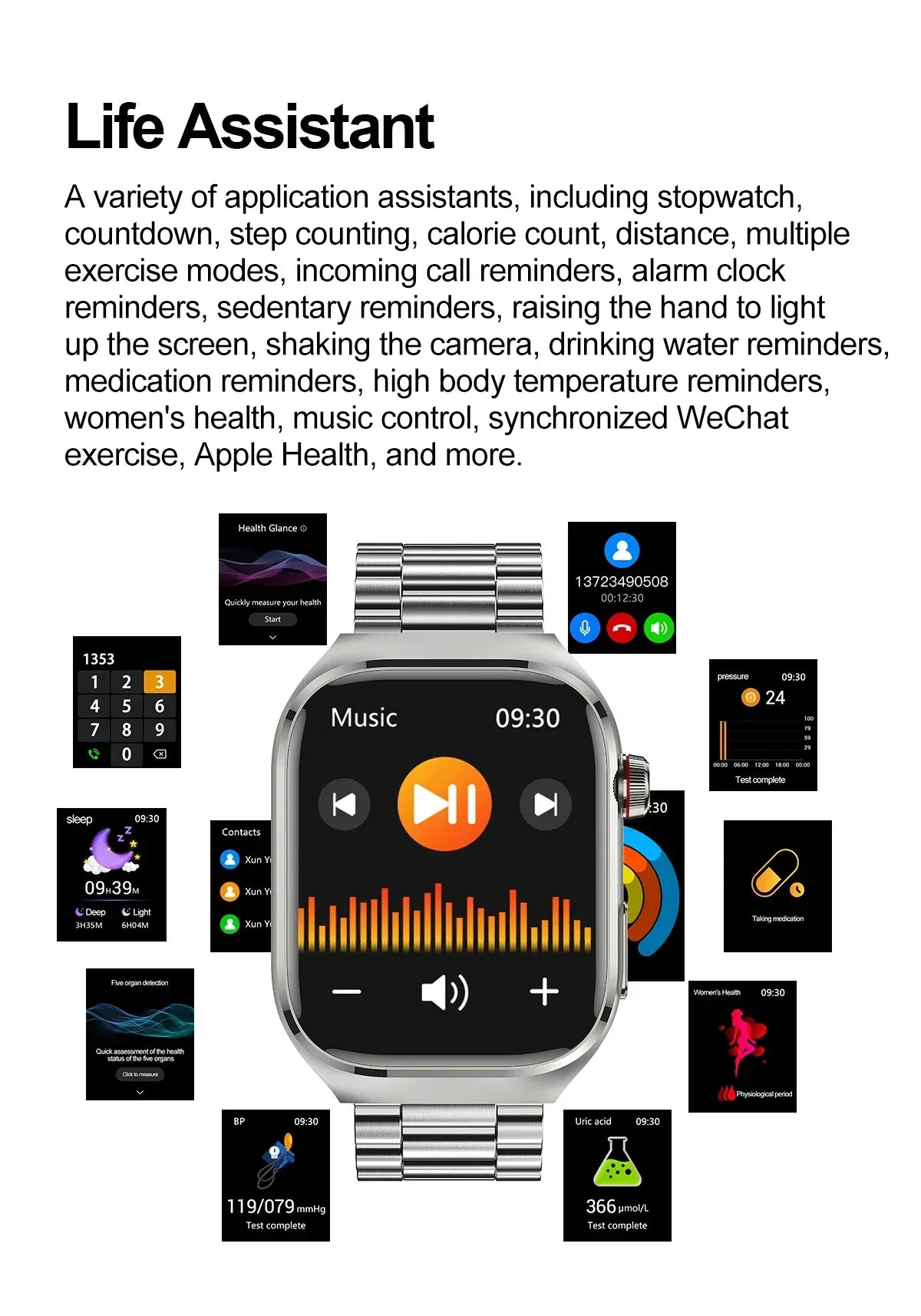 2025New Micro Physical Examination Smart Watch For Men Uric Acid Body Fat Five Organ Health Watches Bluetooth Call SmartBracelet - Wear444