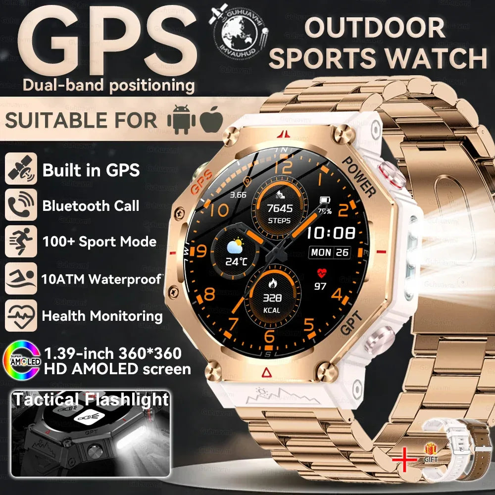 Military Smart Watch T-Rex 3 Bulit-in GPS Compass Altimeter Barometric 10ATM IP69K Waterproof AMOLED Bluetooth Call Smart watch - Wear444