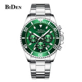 BIDEN Mens Chronograph Stainless Steel Strap Waterproof Date Quartz Watch, Business Casual Wrist Watches