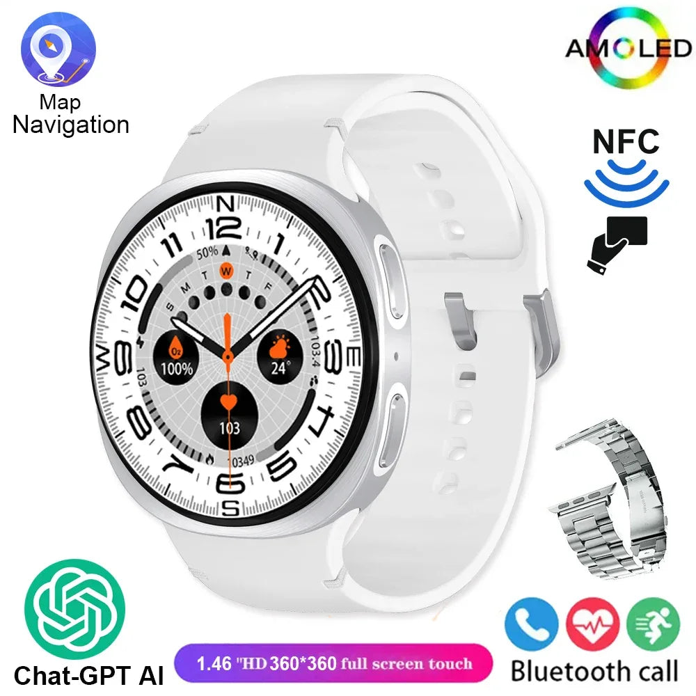 2025 New Smart Watch 8 Classic 46mm Ultra HD Screen ChatGPT GPS NFC Compass Clock Bluetooth Call Waterproof Smartwatch Men Women - Wear444