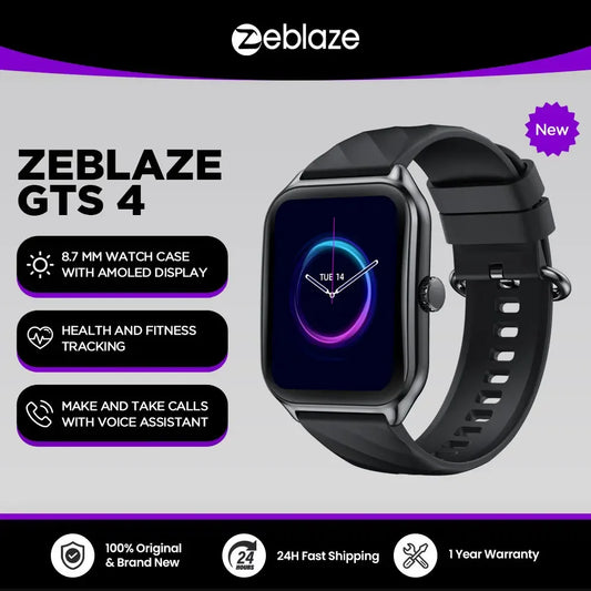 Zeblaze GTS 4 Voice Calling Smart Watch 1.94" HD AMOLED Display 100+ Sports Modes Heart Rate SpO2 Health Monitoring Smartwatch - Wear444