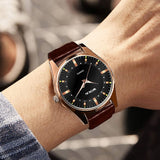 Men'S Quartz Watches Casual High Quality Fashion Waterproof Business Luxury Retro Round Dial Leather Strap Watches