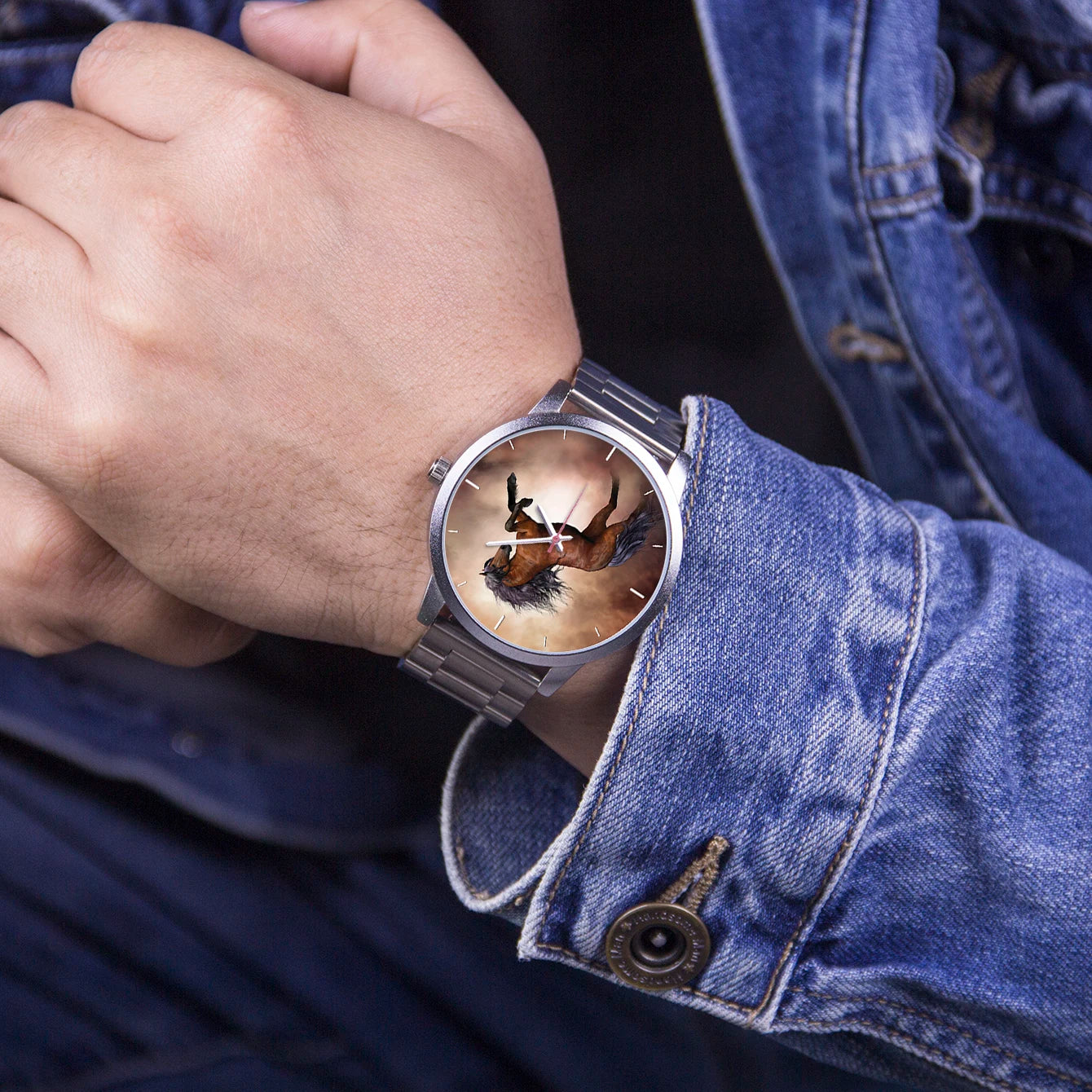 Fashion Trend Quartz Watches for Men Watch Unique Creativity Stallion Men's Stylish Watches Silver Horse Choice