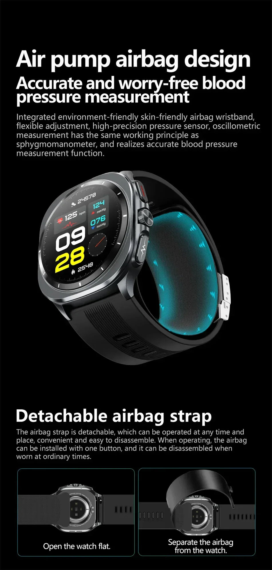 Airbag measurement Smart Watch Men ECG Air Pump Blood Pressure Blood Oxygen BT Call NFC SmartWatch For Man Android iOS upgrade - Wear444