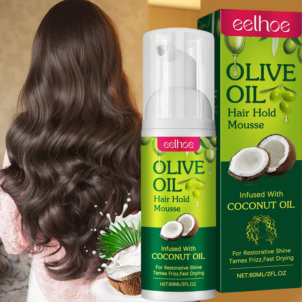 Olive Oil Hair Styling Mousse Anti-Frizz Hair Foam Mousse For Styling Hair Curly Hair Mousse For Wigs Strong Long Lasting Hold