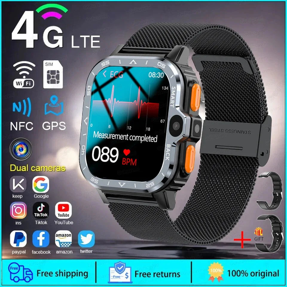 Android WhatsApp Smart 5G Video Voice SOS Call Camera Watch GPS WIFI Trace Locate SIM Card Phone Smartwatch Google Play 8GB+64GB - Wear444