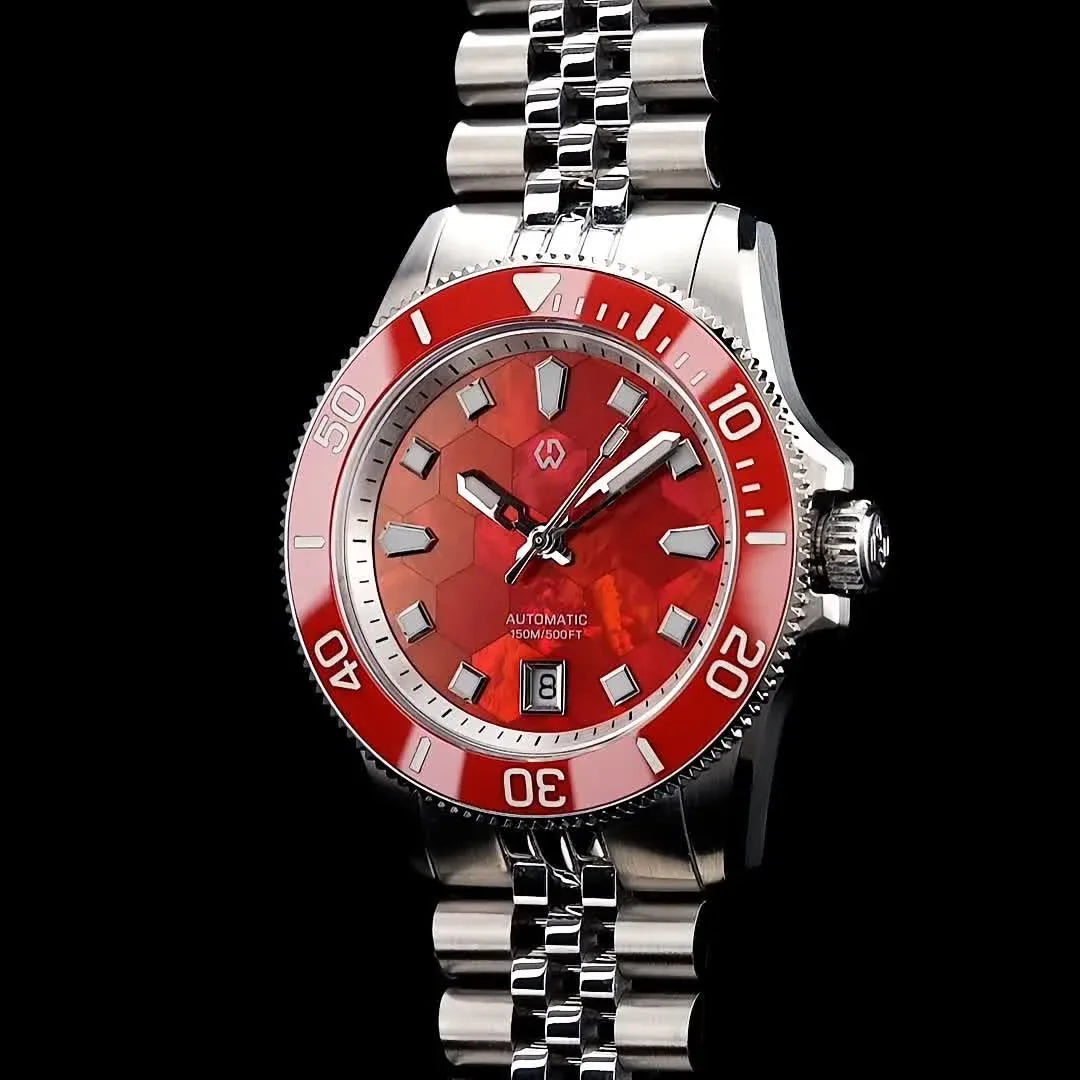 WISHDOIT mother of pearl dive watch hero shot — Wear444