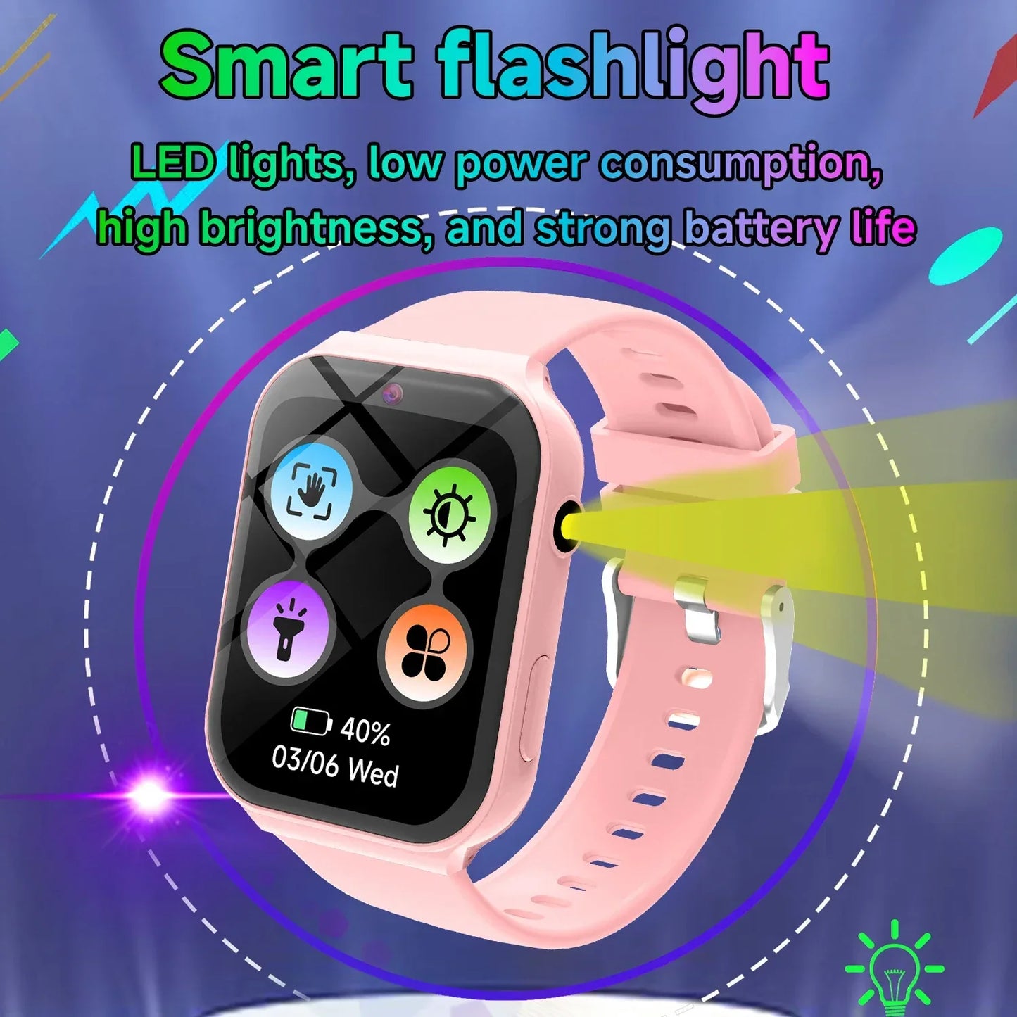 2025 New Smartwatch For Kids HD Camera Flashlight Study Partners Multi Games Calculator Children's Day Birthday Gift Boys Girls - Wear444