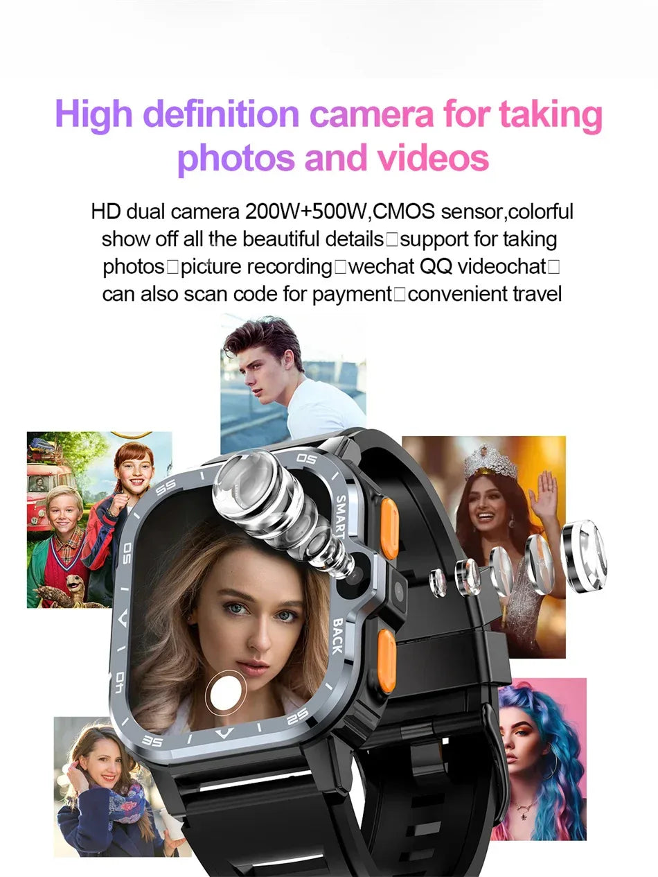 Android WhatsApp Smart 5G Video Voice SOS Call Camera Watch GPS WIFI Trace Locate SIM Card Phone Smartwatch Google Play 8GB+64GB - Wear444