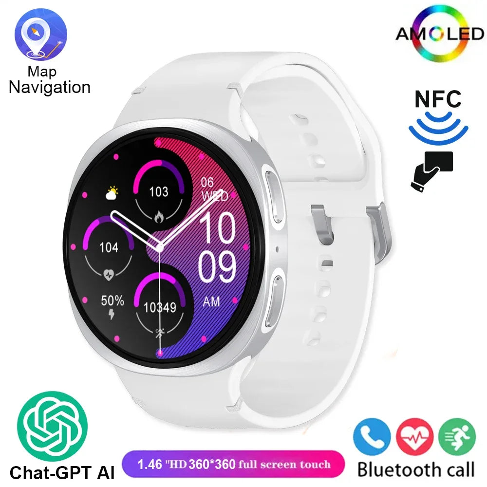 2025 New Smart Watch 8 Classic 46mm Ultra HD Screen ChatGPT GPS NFC Compass Clock Bluetooth Call Waterproof Smartwatch Men Women - Wear444