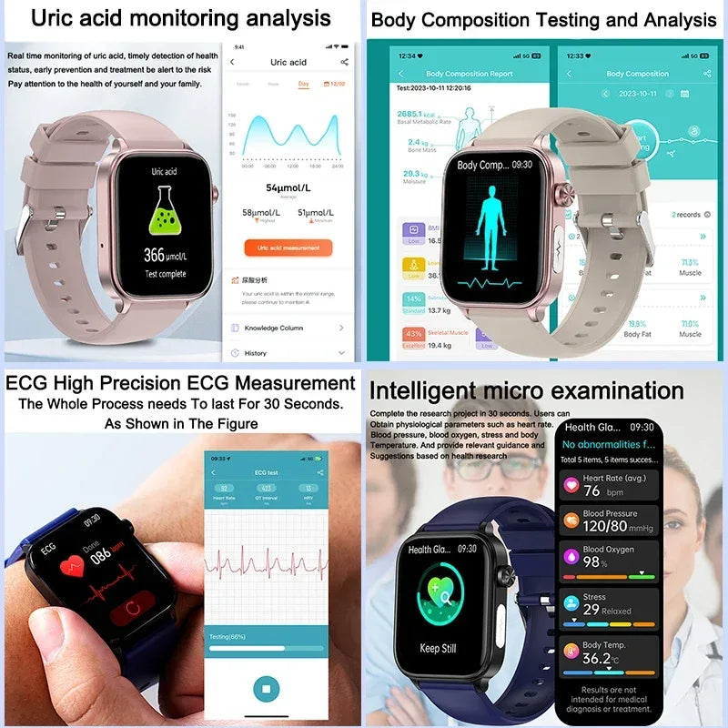 2025 New ECG+PPG Monitoring Smart Watch Women Blood pressure Blood Lipid Uric Acid Women Menstrual Health Tracker Smartwatches - Wear444