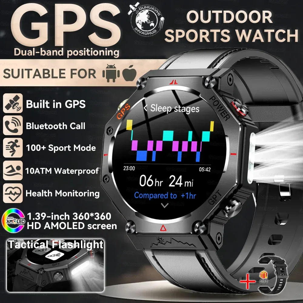 Military Smart Watch T-Rex 3 Bulit-in GPS Compass Altimeter Barometric 10ATM IP69K Waterproof AMOLED Bluetooth Call Smart watch - Wear444