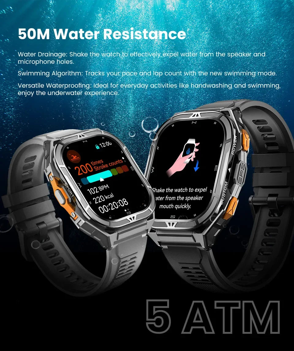 2025 New GPS Smart Watch Men 1.96-inch HD AMOLED Screen Compass Bluetooth Call 5ATM Waterproof Sport Smart Watch for Android iOS - Wear444