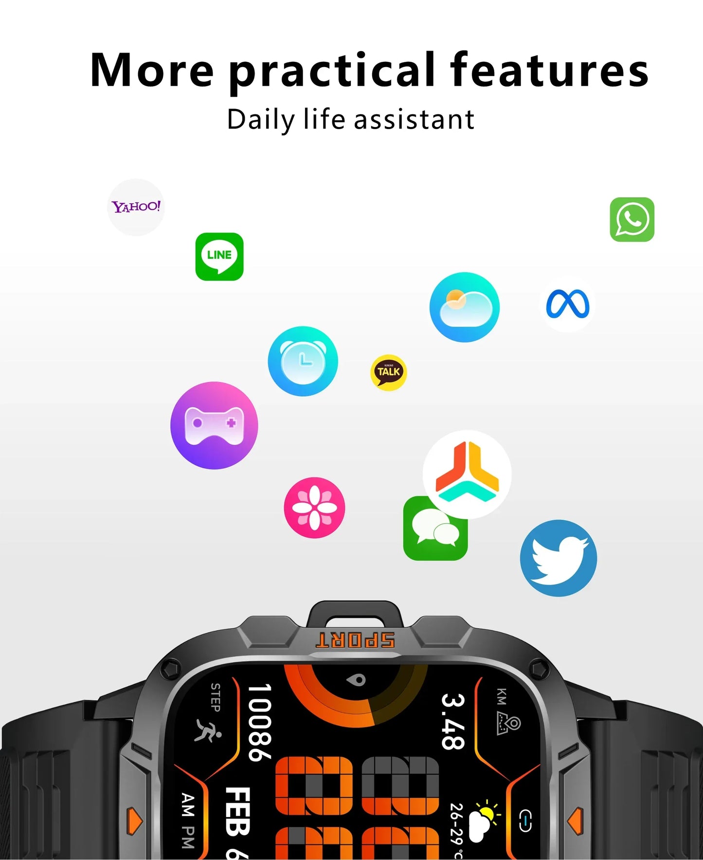 2025 Outdoor Sports Smart Watch GPS Tracker 5ATM Flashlight 1.96" HD Display Screen Bluetooth Call Men Fitness Watches - Wear444