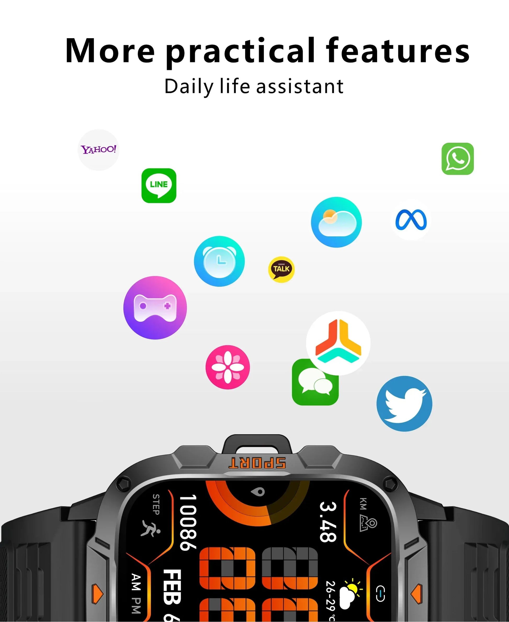 2025 Outdoor Sports Smart Watch GPS Tracker 5ATM Flashlight 1.96" HD Display Screen Bluetooth Call Men Fitness Watches - Wear444