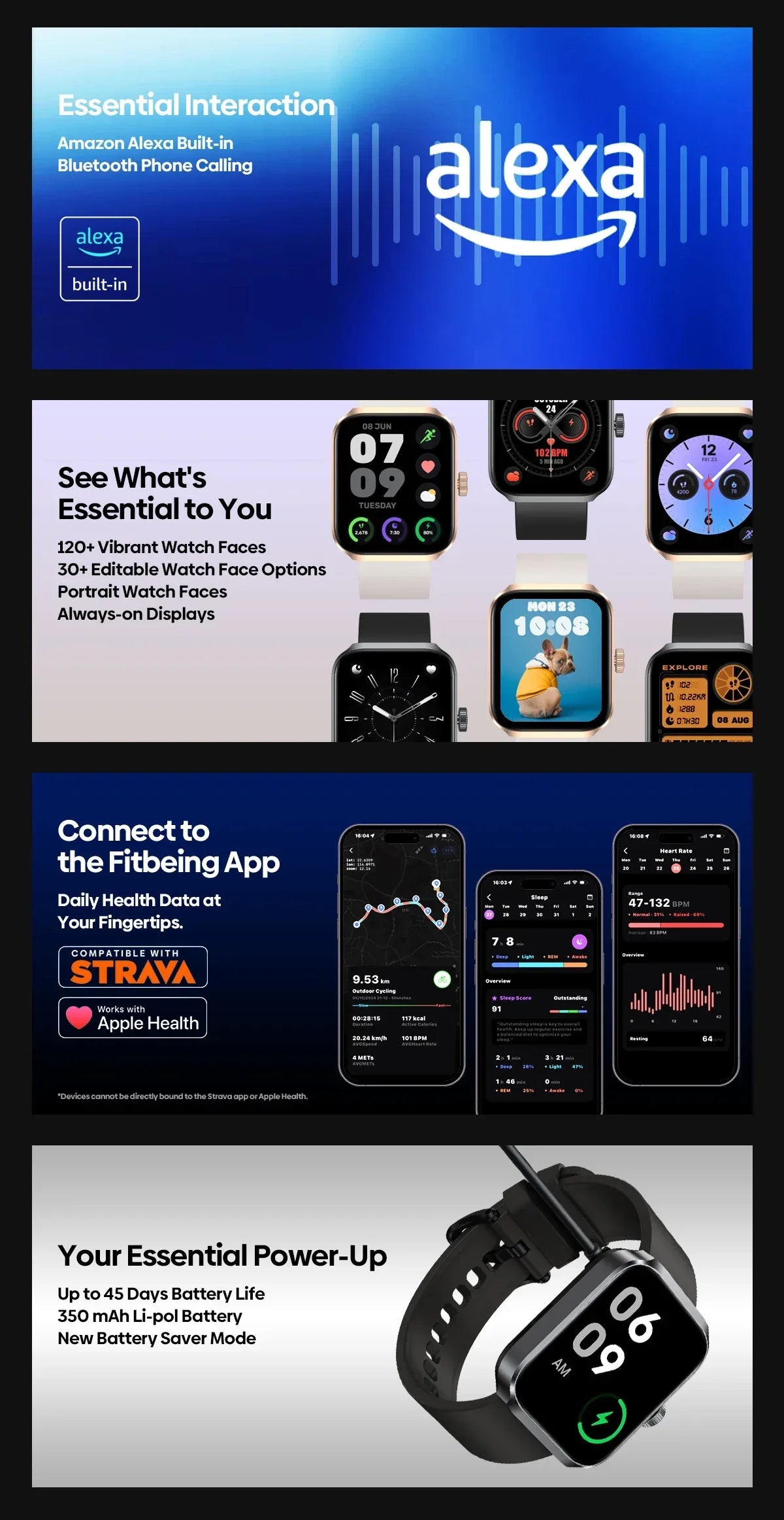 New Zeblaze Beyond 3 Plus GPS Smart Watch 1.78'' AMOLED Display Built-in Amazon Alexa Make/Receive Phone Calls 3ATM Smartwatch - Wear444