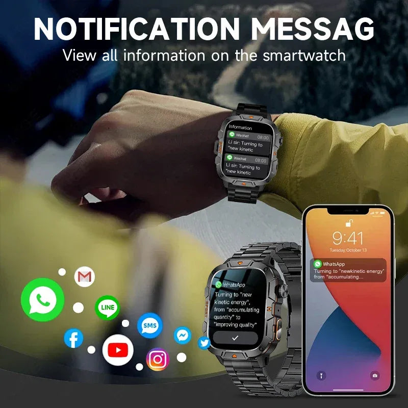 2025 Outdoor Sports Smart Watch GPS Tracker 5ATM Flashlight 1.96" HD Display Screen Bluetooth Call Men Fitness Watches - Wear444