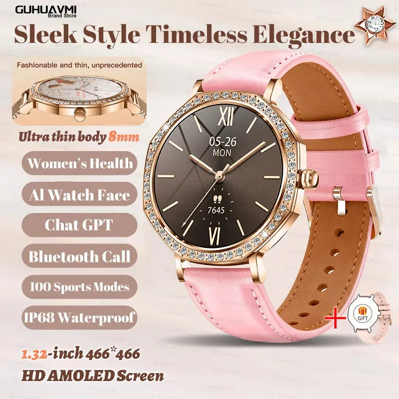 Luxury Women's Smartwatches Diamond Dial Fashion Smart Watch Heart Rate Monitor Sleep Tracking IP67 Waterproof For Android & IOS - Wear444