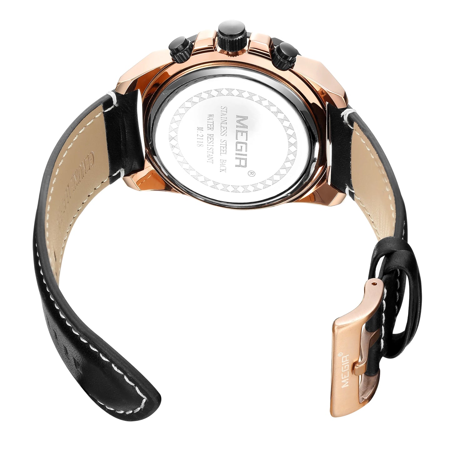 MEGIR Luxury Chronograph Watch - Leather Belt Luminous Sports Business