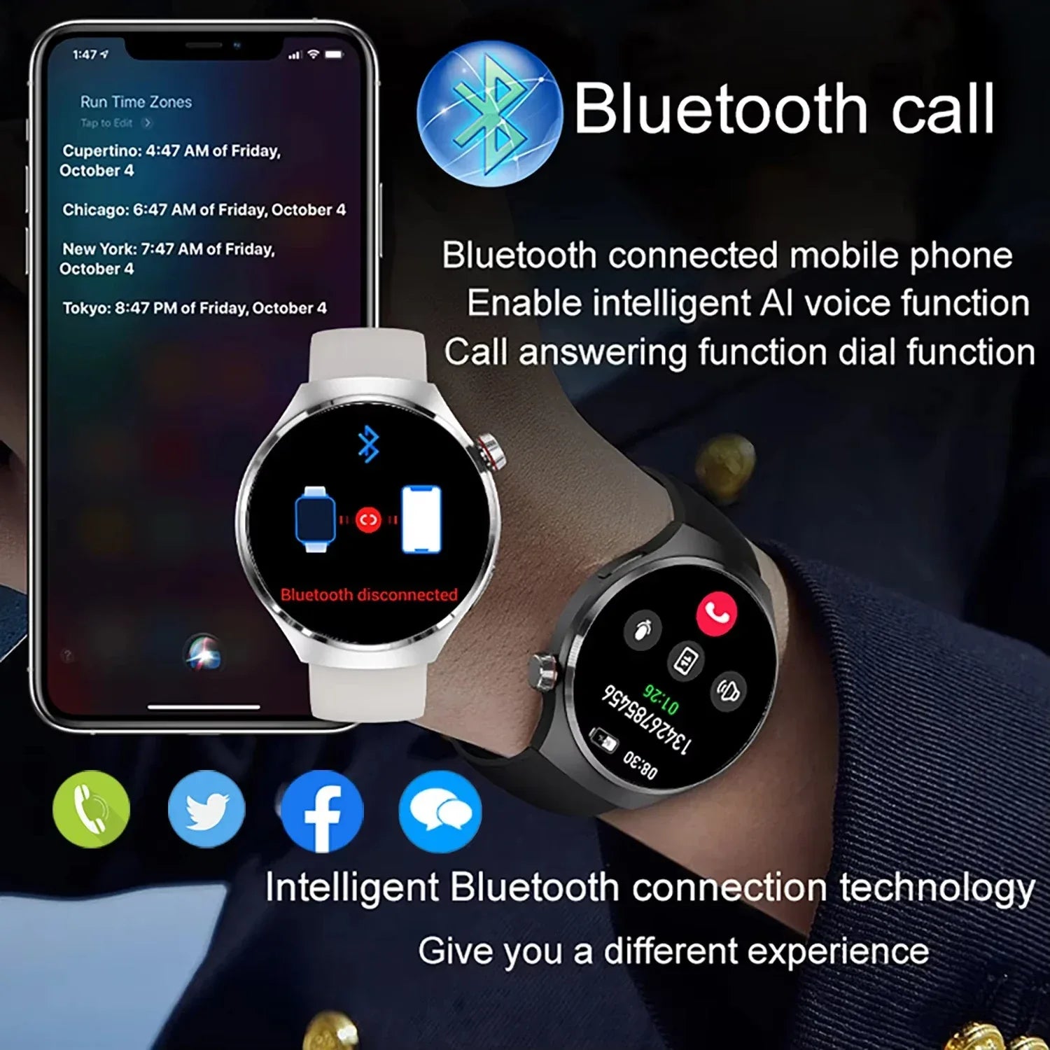 Gift Man Health Monitor Waterproof BT Call NFC AMOLED Screen 360*360 GPS Track Compass New military GT4 Pro 2026 SmartWatch Men - Wear444